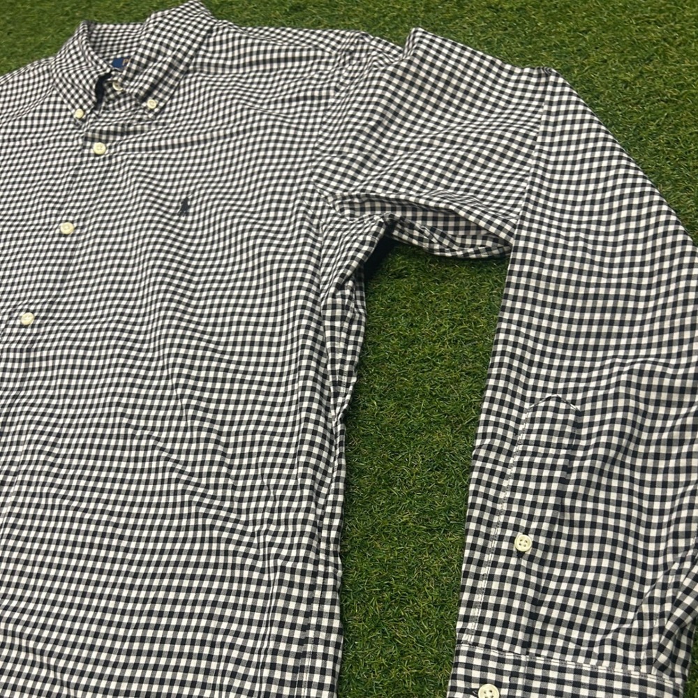 Polo Ralph Lauren Mens Classic Fit Gingham Button Down Shirt Navy White LG - Picture 4 of 6